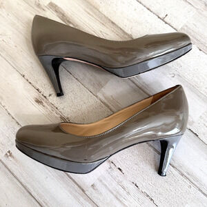 Cole Haan Leather Pumps 5B Olive Green N*ke Air Patent Leather Heels Work Career